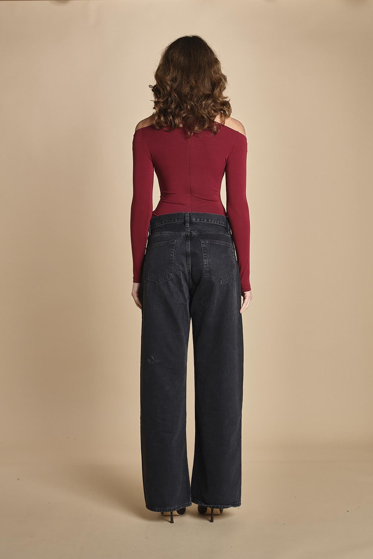 body manica lunga con spalle scoperte DRUNK BURGUNDY undress code 