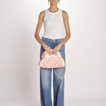 clutch in spugna dipinta a mano PM.25E28. O ORANGE le daf 