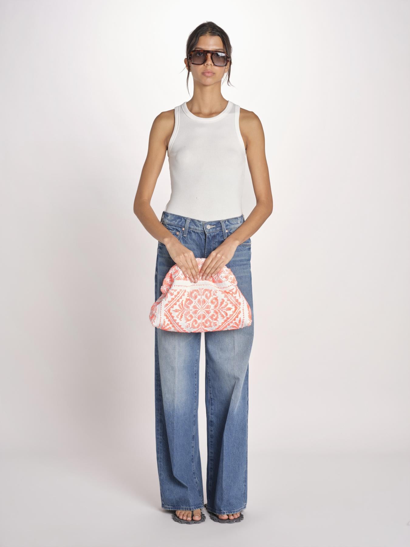 clutch in spugna dipinta a mano PM.25E28. O ORANGE le daf 