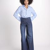 pantalone 4 tasche in misto lino SERENA XJB04 904 DENIM ps don't forget me 