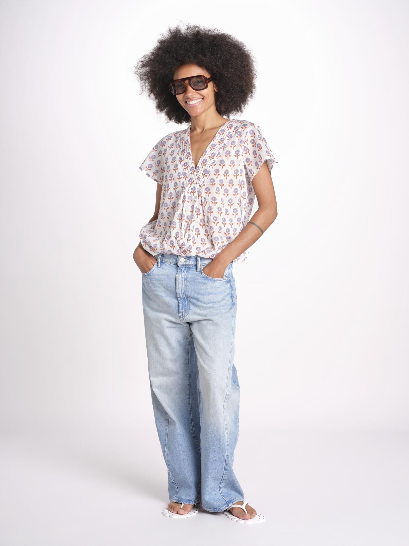 camicia a  fiori VT6319 LILAC zen ethic 