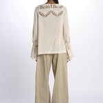 Camicia COSIMA nervature pizzo COSIMA TOP BEIGE lug von siga 
