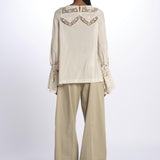 Camicia COSIMA nervature pizzo COSIMA TOP BEIGE lug von siga 