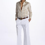Pantalone MELODY D cropped cotone tinto capo MELODYD408801 14 quelledue 