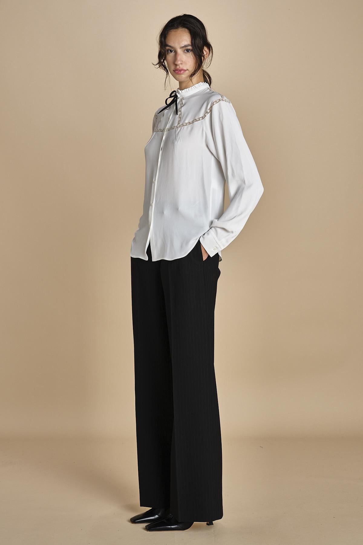 camicia con inserti in pizzo G0625111 1102 n21 
