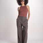 pantalone con pinces e risvolto PAN1319WATSON GRIS ANTHRACITE GRI0326S soeur 