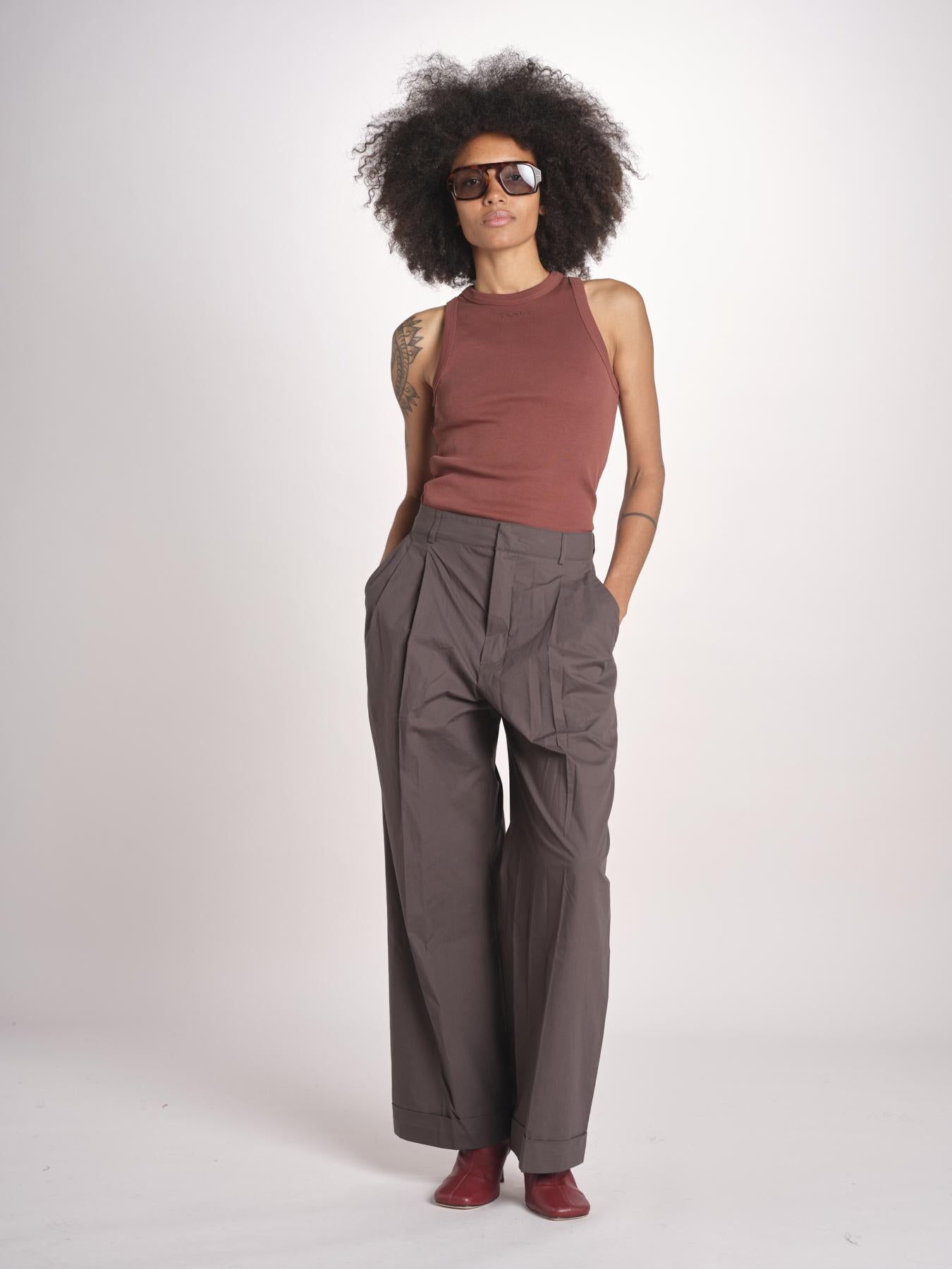 pantalone con pinces e risvolto PAN1319WATSON GRIS ANTHRACITE GRI0326S soeur 