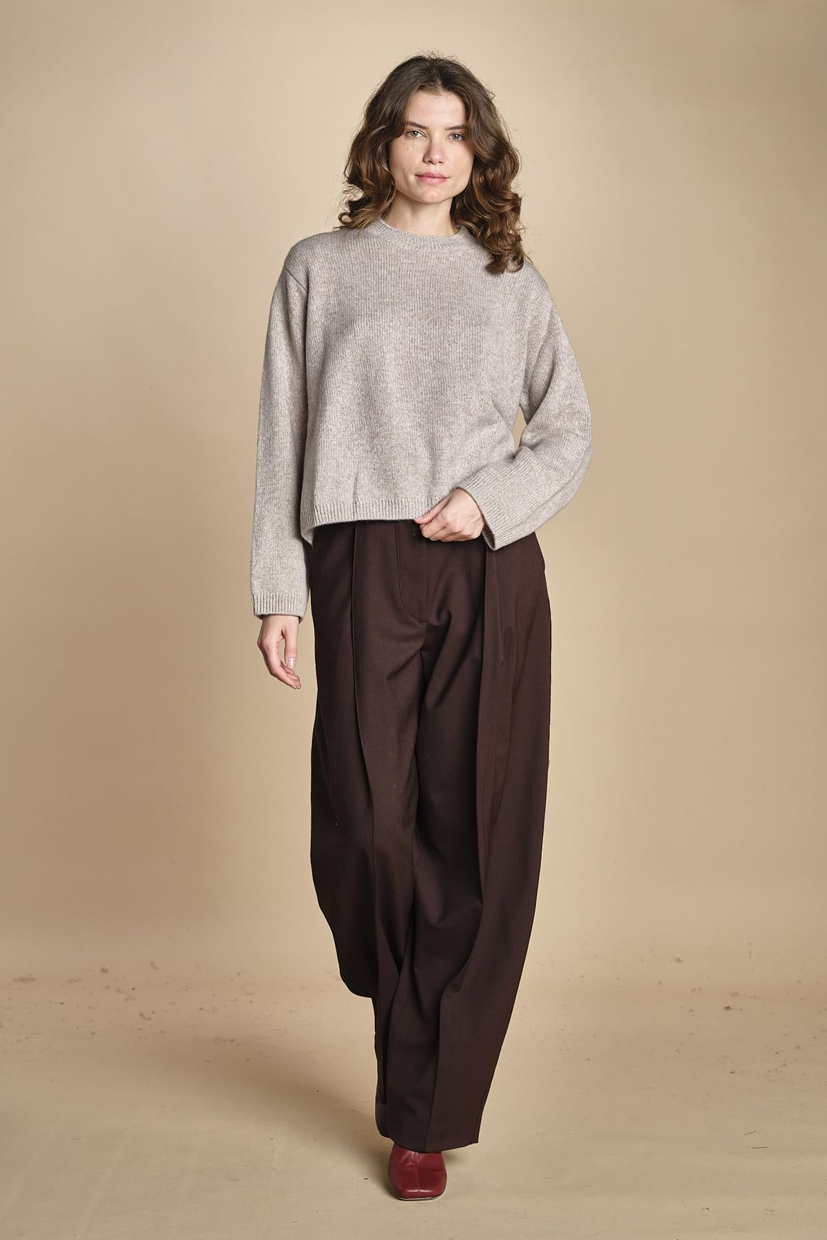 girocollo rasato in moulinè MIL13BIS MOULINE 14020 BEIGE milaura 