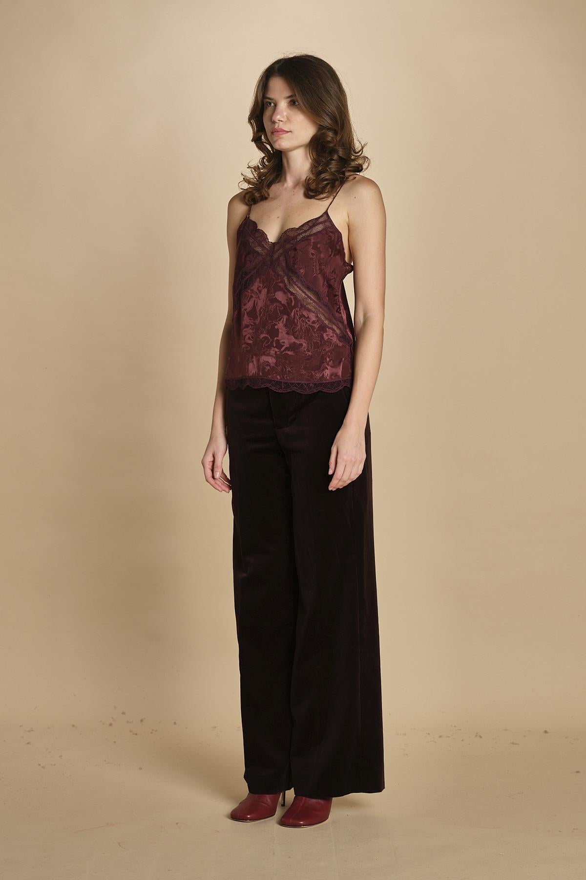 top con spalline sottili. WWCR01298 BURGUNDY 540 zadig & voltaire 