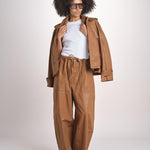 pantalone in lino cerato TELLA WAXTOUCH BROWN true avenue 