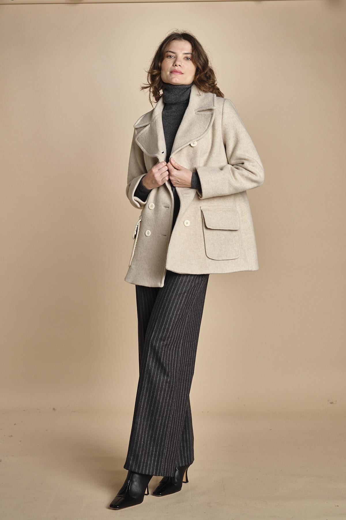 peacoau doppiopetto 15M005WO024 P120 CREAM ines de la fressange 