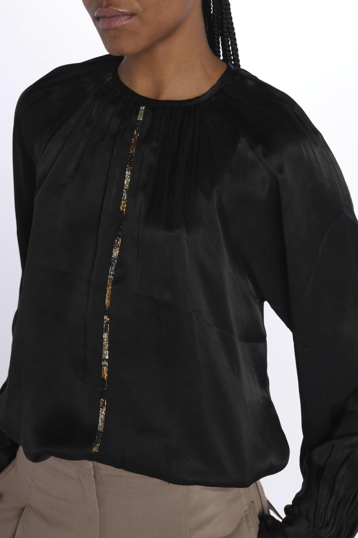 Camicia manica sbuffo CUTWORK BE24499 BLACK milaura 