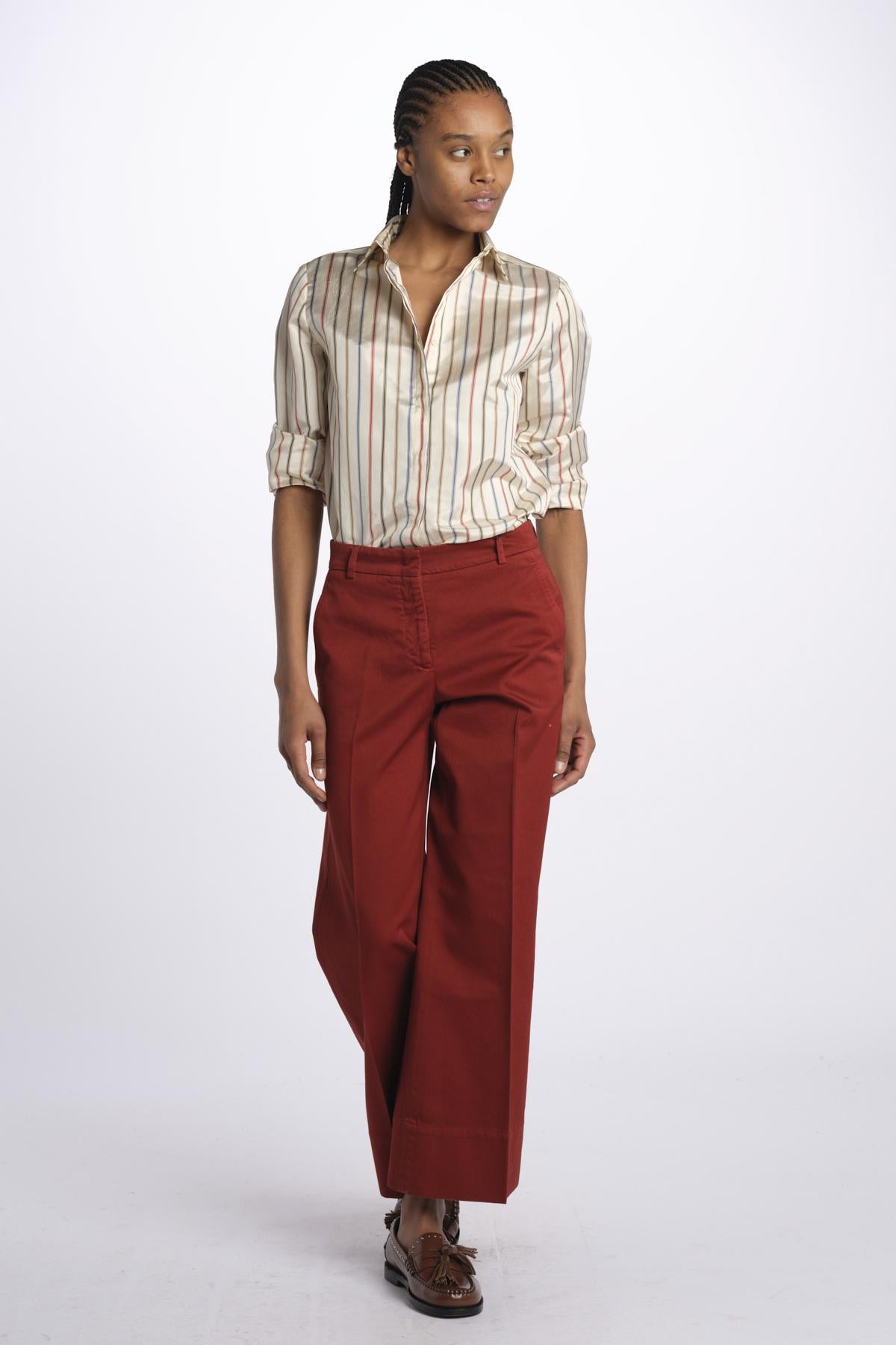 Pantalone MELODY D cropped cotone tinto capo MELODYD408801 48 quelledue 