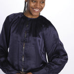 Camicia manica sbuffo CUTWORK BE24499 NAVY milaura 