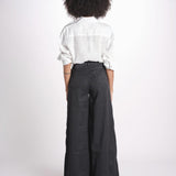 pantalone 4 tasche in misto lino SERENA XML01 099 NERO ps don't forget me 