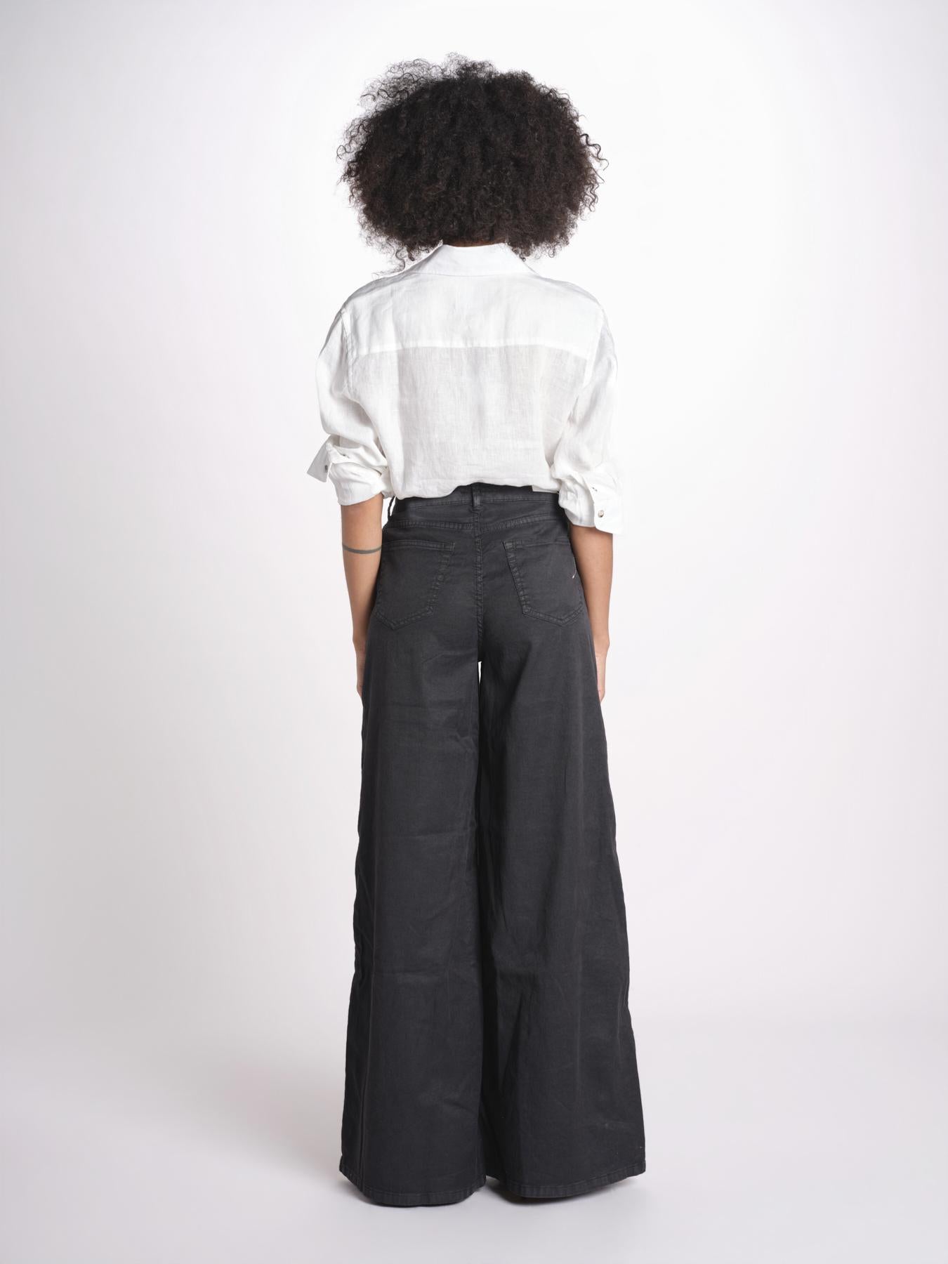 pantalone 4 tasche in misto lino SERENA XML01 099 NERO ps don't forget me 