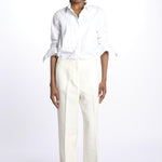 SABINA pantalone con elastico invita  in lino SABINA 352 BIANCO quelledue 
