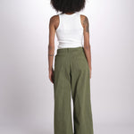 pantalone pinces in cotone NANCY ESSELING GREEN true avenue 
