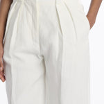 Pantalone MARLENE lino con pences 14P008LI026 WHITE ines de la fressange 