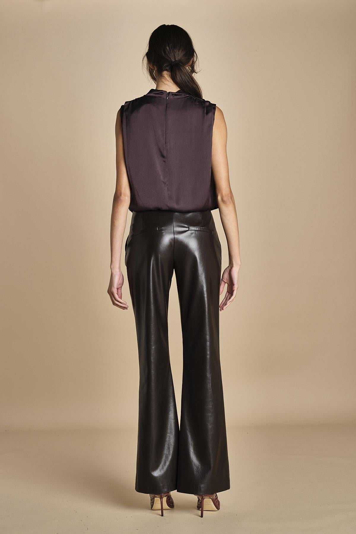 TUX top senza manica con drappeggio F25-141 039 CHOCOLAT oscar 
