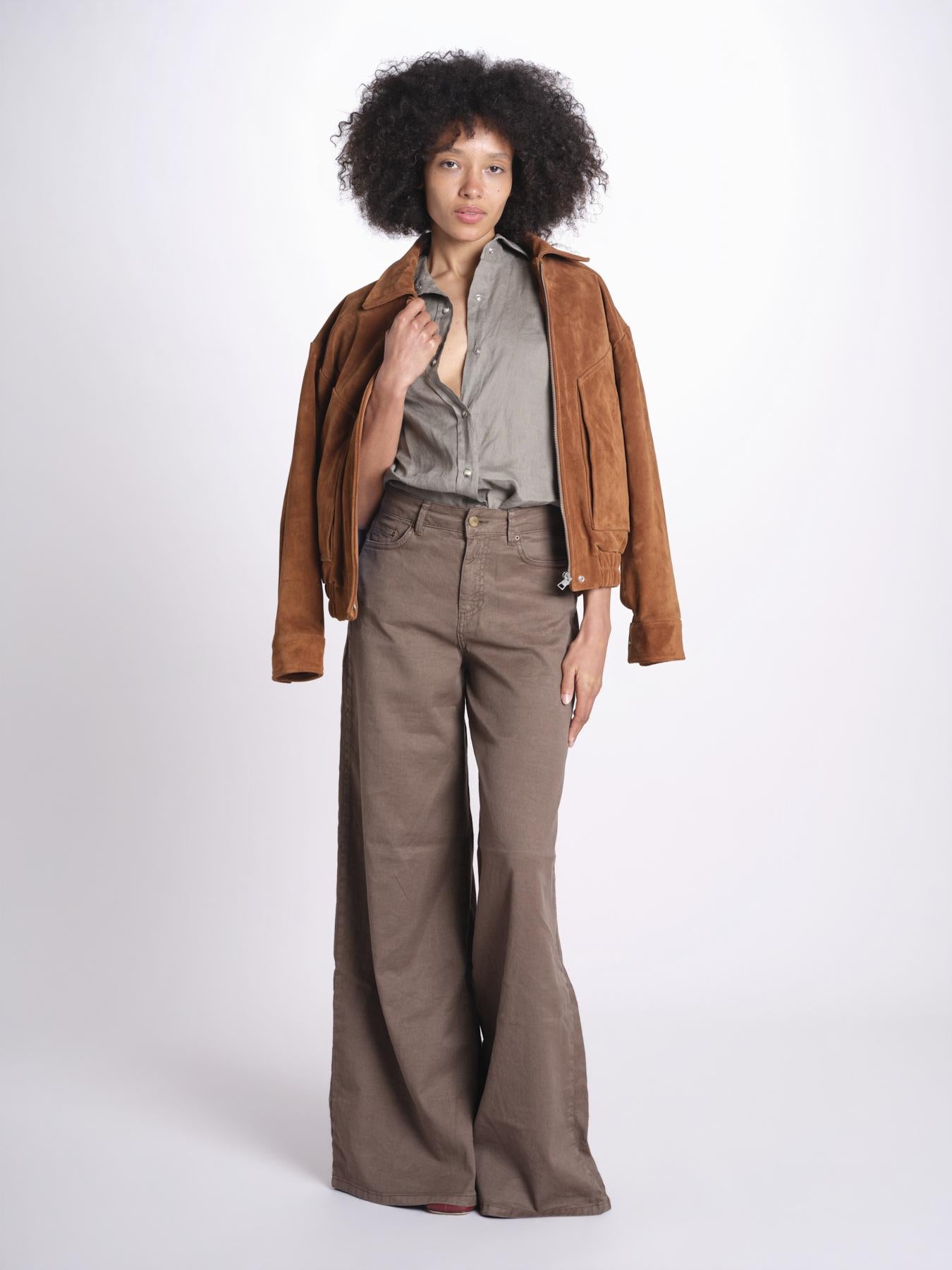 pantalone 4 tasche in misto lino SERENA XML01 193 CIOCCOLATO ps don't forget me 