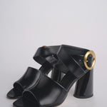 Sandalo ALLEGRA 90 MULE tacco largo F819SPZ BLACK studio AMELIA 
