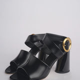 Sandalo ALLEGRA 90 MULE tacco largo F819SPZ BLACK studio AMELIA 