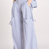 pantalone in popeline a righe RYAN MJD250_ATEX93 BLUE WHITE STRIPES jejia 