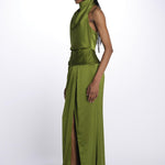 MAISON GROWN abito in satin scollo americano 10112295 8611 halston 