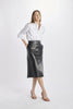 long leather skirt with buttons