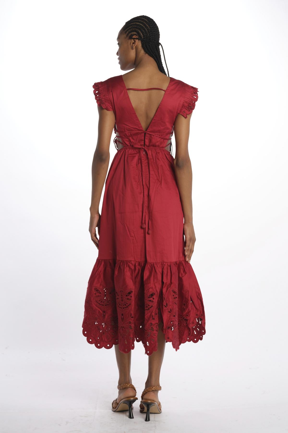 Abito RED BUTTERFLY ricamo farfalla 337217 RED farm rio 
