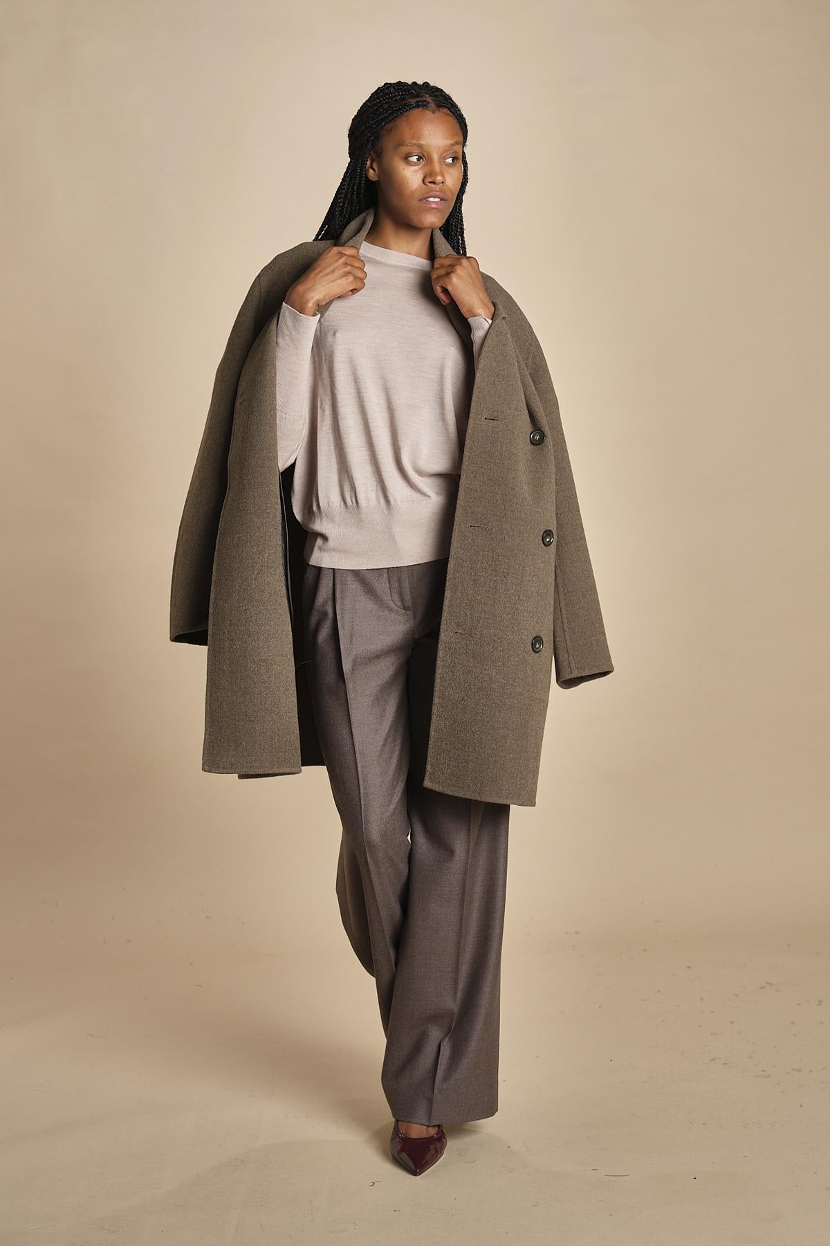 girocollo over in lana merinos MIL LAU5BIS E20179 BEIGE milaura 
