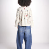 giacca manica lunga a righe 7WS-83S BEIGE.WHITE STRIPES payal pratap 