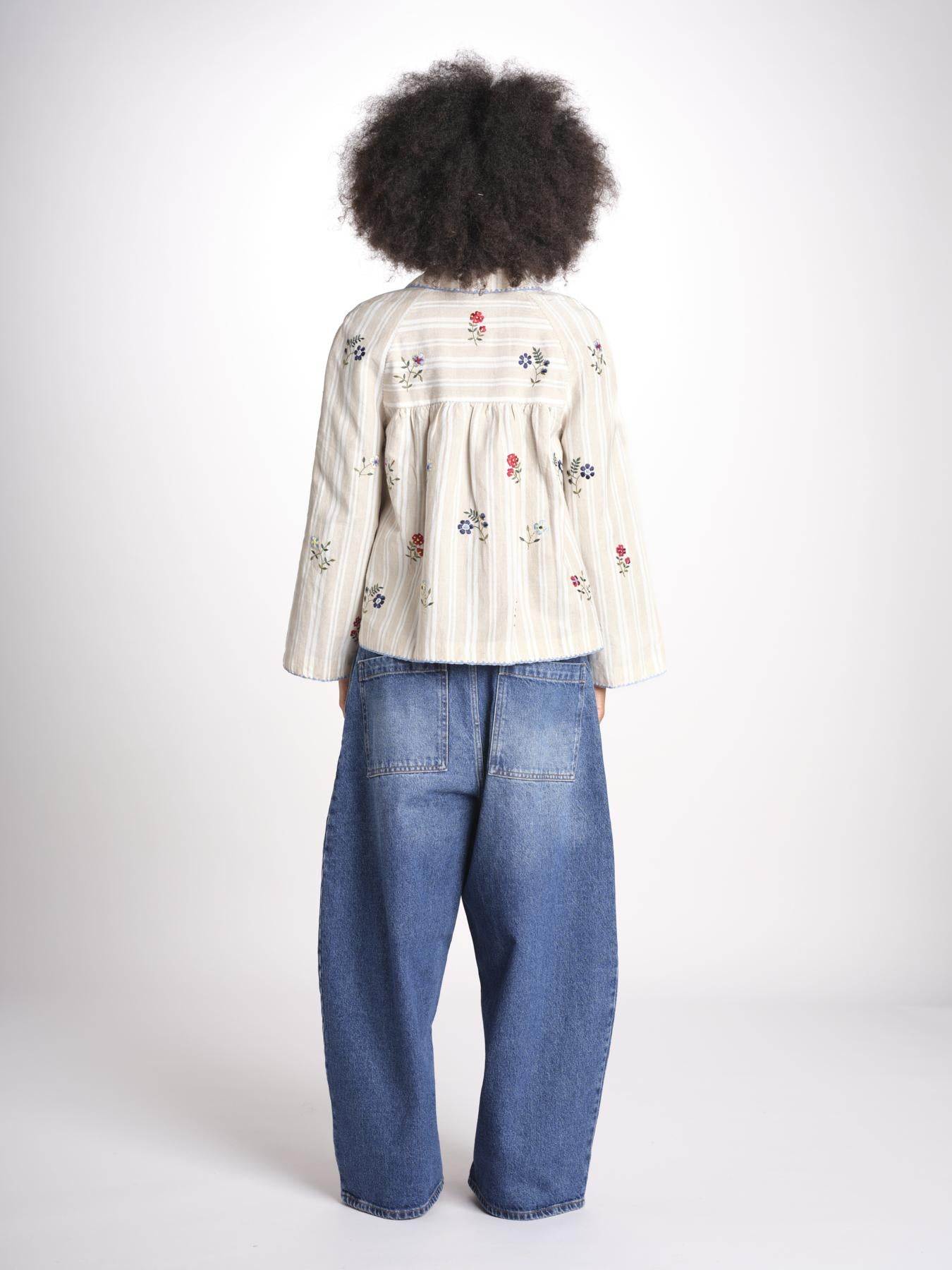 giacca manica lunga a righe 7WS-83S BEIGE.WHITE STRIPES payal pratap 