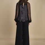 camicia raso e chiffon LISBONA BLACK crida 