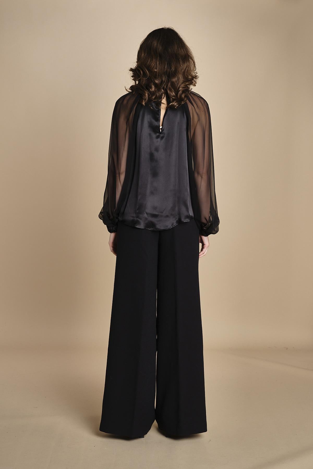 camicia raso e chiffon LISBONA BLACK crida 