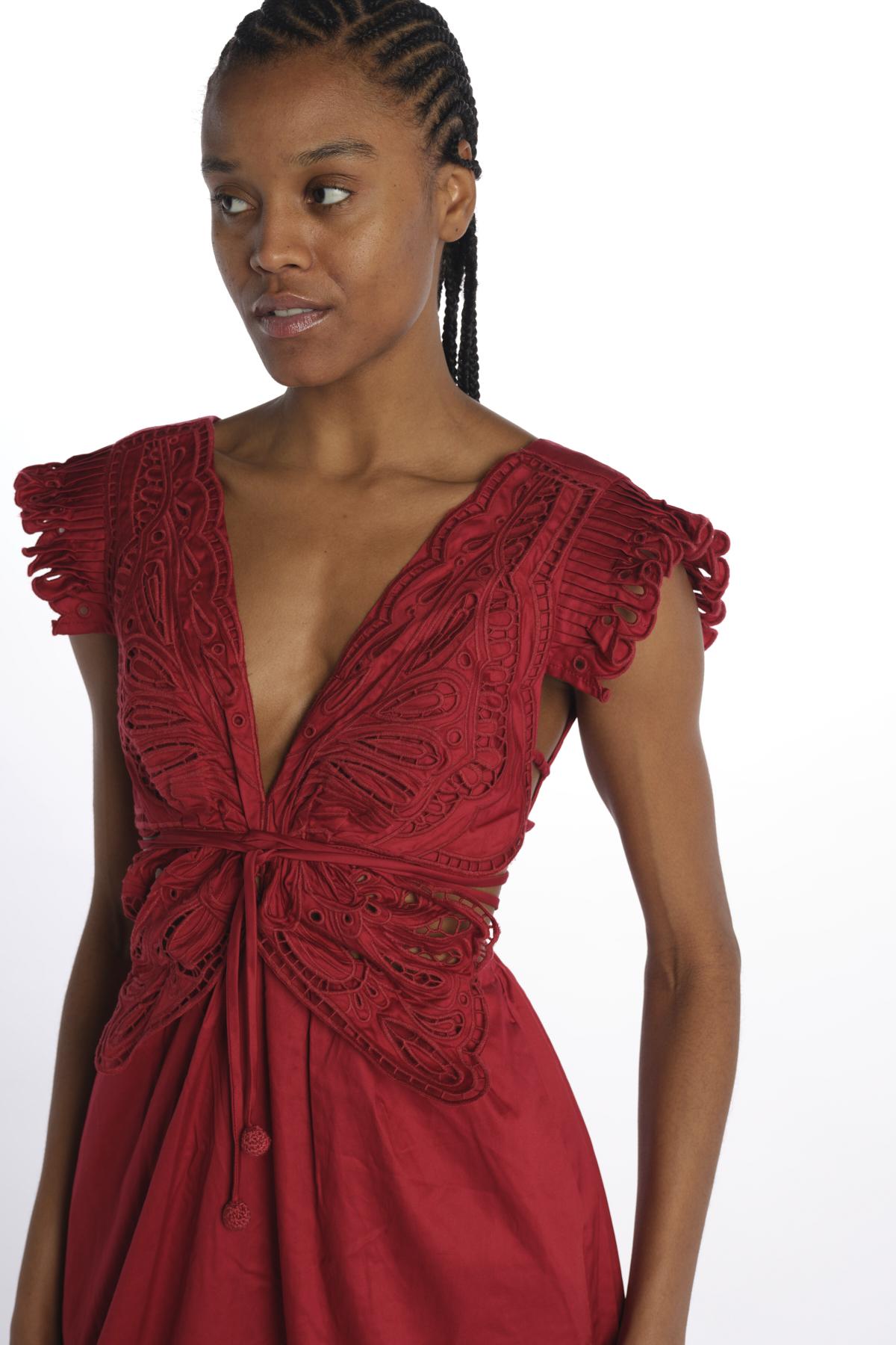 Abito RED BUTTERFLY ricamo farfalla 337217 RED farm rio 