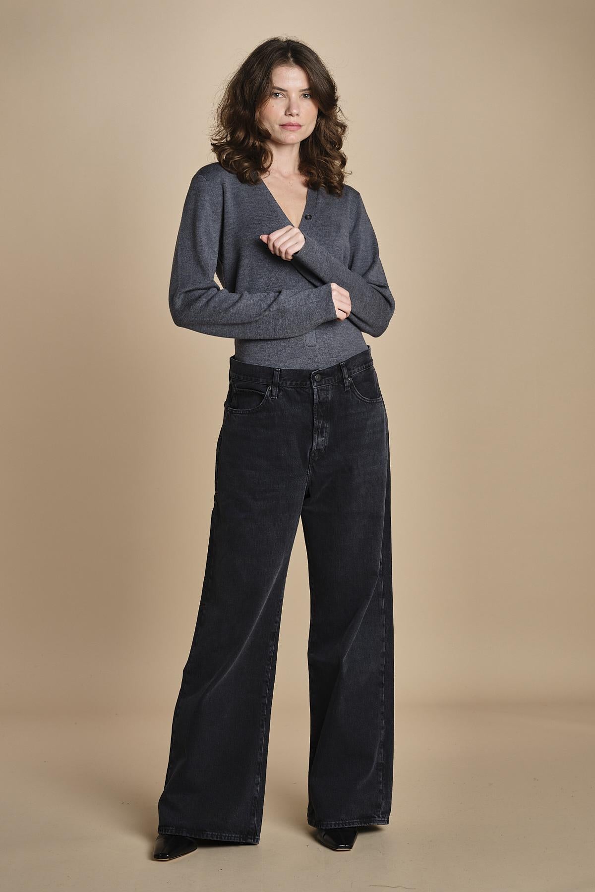body scollo a v in merinos ANDERSON KNIT BODY GREY herskind 