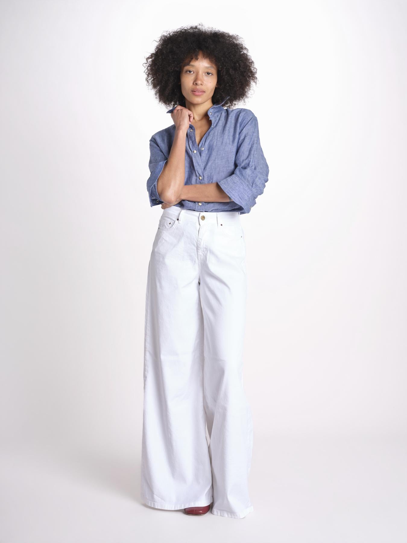 pantalone 4 tasche in misto lino SERENA XML01 001 BIANCO ps don't forget me 