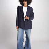 ZINIA blazer doppiopetto in fresco di lana ZINIA COOL WOOL BLU true avenue 