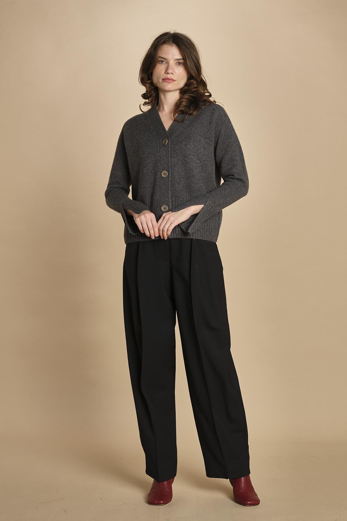cardigan tre bottoni MIL4A24 25024 GRIGIO SCURO milaura 
