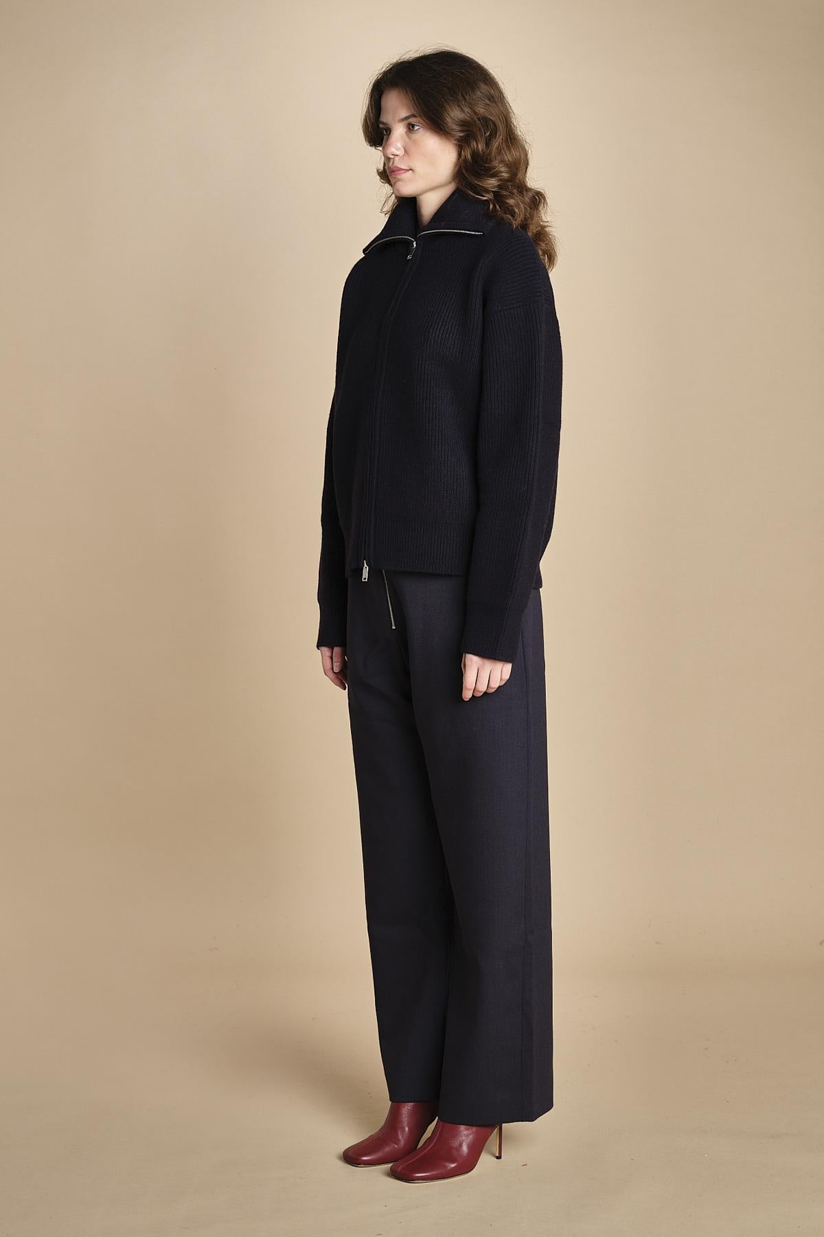 maglia a coste con la zip SANDOS DARKEST NAVY studio nicholson 