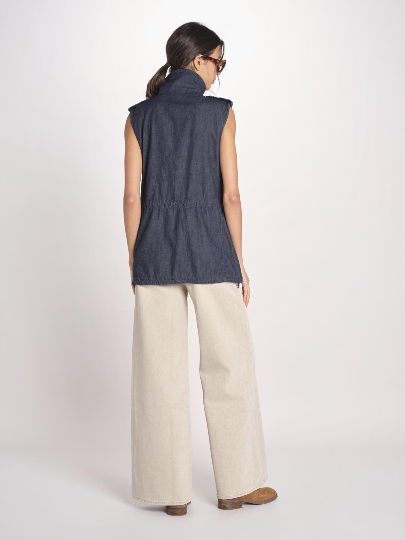 gilet sahariana in denim 1306 01998 DENIM SCURO aspesi 