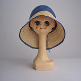 CAPELINE cappello in paglia bicolor DEMI CAPELINE CROCHET 01BG196 AZZ bagatelle france 