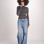 top maniche lunghe in tulle TSH0135GAIA BLEU GRIS BLE2625W soeur 