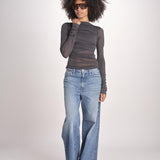 top maniche lunghe in tulle TSH0135GAIA BLEU GRIS BLE2625W soeur 