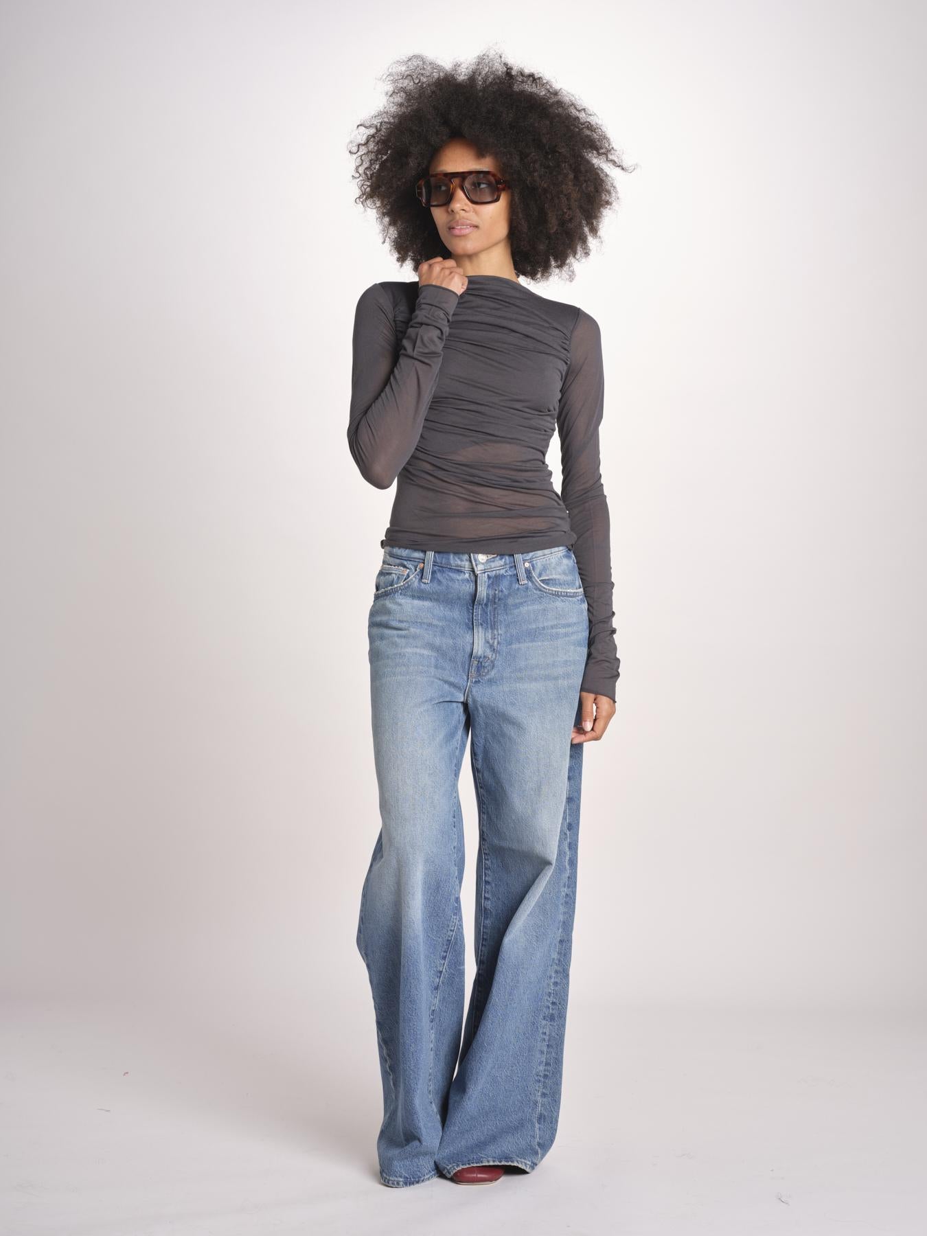 top maniche lunghe in tulle TSH0135GAIA BLEU GRIS BLE2625W soeur 