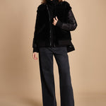 24065 giubbotto in nylon e pelliccia 24065350 NERO milaura 