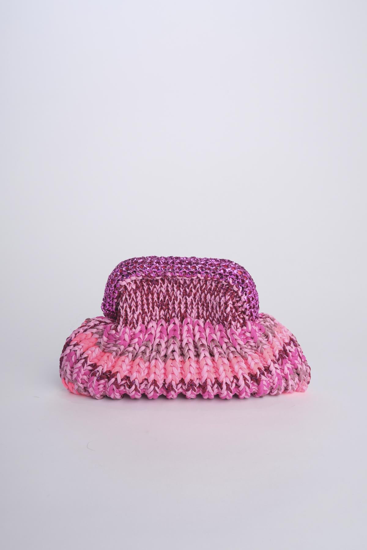 SIS cluctch bag uncinetto multicolor SIS ROSA VIOLA nadia dafri 
