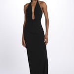 Abito ALUSIA lungo scollato double OND24DR066 BLACK misha 